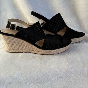 Liz Claiborne Black Wedge Slingback Sandals